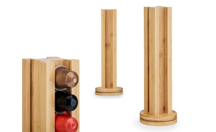 Porta capsule caffè in bamboo-Girevole, 36 capsule-Legno-Bamboo