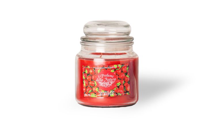 Giara candela fragolina 425 gr--Rosso-Cera-10 cmx7 cm
