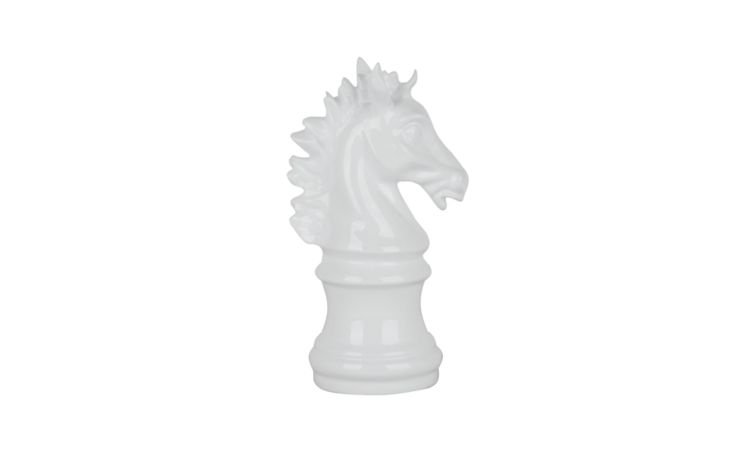 Scacco Cavallo oggetto decorativo bianco H25 cm