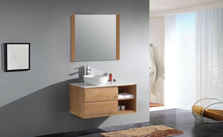 Onda mobile bagno sospeso rovere