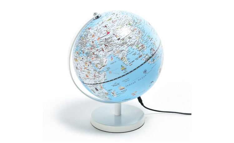 Mappamondo con luce Led --Azzurro-Ferro-27 cmx20 cm