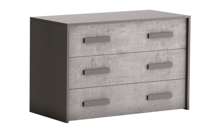 Desiree como&#039; 3 cassetti grigio e cemento-In pannello ecologico certificato-Grigio-Pannello ecologico-54 cmx112 cm