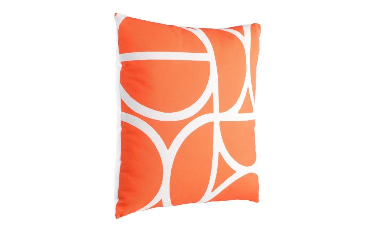Tsunan cuscino colore arancio e motivi bianchi 45x45 cm--Arancione-Poliestere-45 cmx45 cm