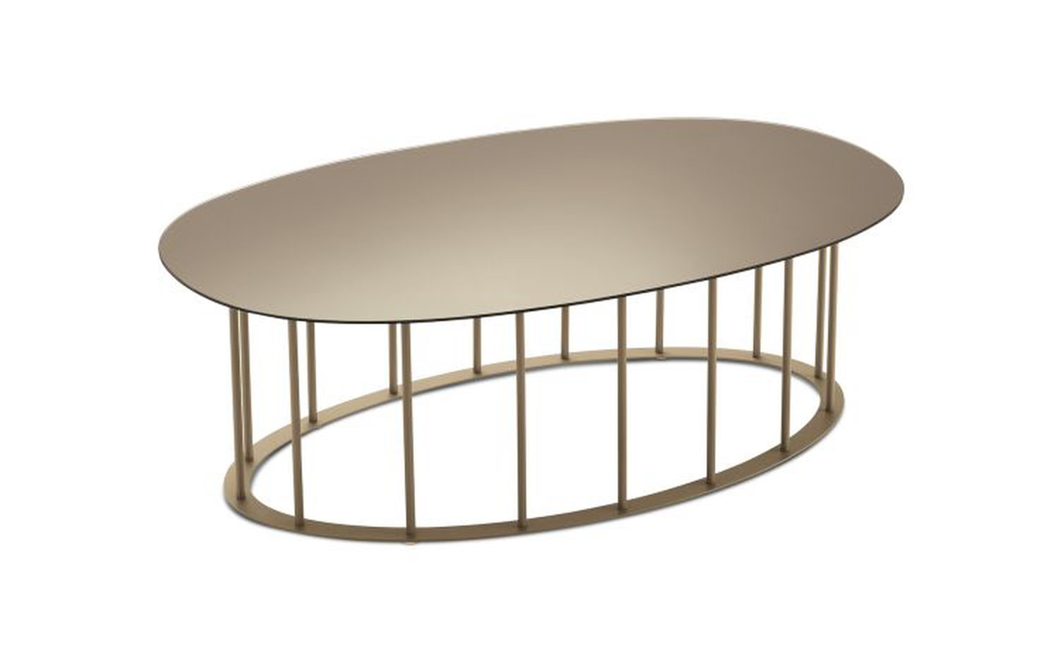 Chic tavolino struttura metallo beige e piano bronzo