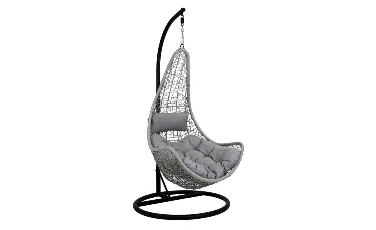 Alice poltrona sospesa grigia-In sintetico traforato con cuscini-Grigio-Acciaio-195 cmx125 cm