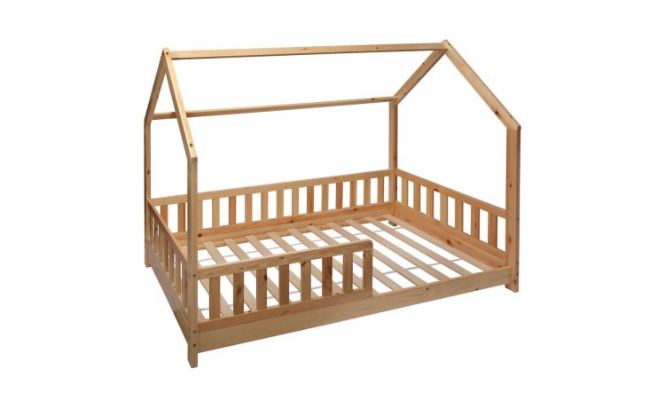 Bosco letto a capanna in legno di pino 195x98 cm--Legno naturale-Legno-145