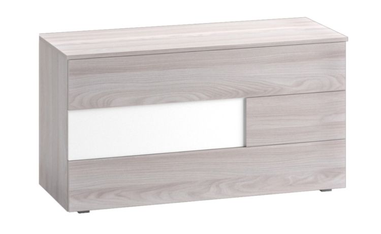 Ilenia comò 3 cassetti olmo e bianco-In pannello ecologico certificato-Bianco-Pannello ecologico-74