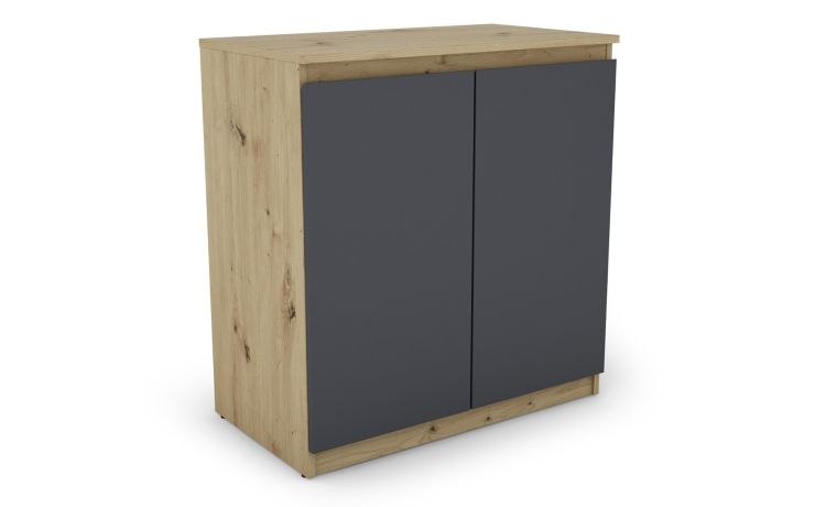 Delia madia 2 ante rovere artisan/graphite- L75 x H80 x P42-Antracite-Pannello melaminico-80 cmx75 cm