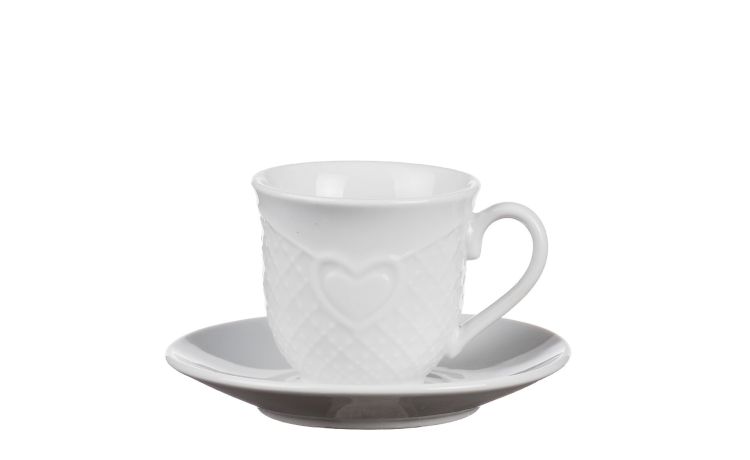 Noemi set 6 tazzine caffè in porcellana bianca- -Bianco-Porcellana