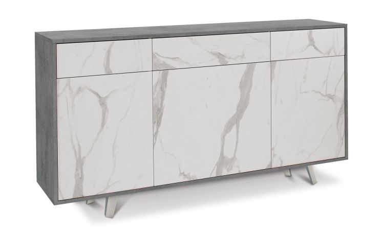 Divina madia 3 ante+3 cassetti cemento/marmo calacatta--Cemento-Pannello melaminico-92 cmx164 cm