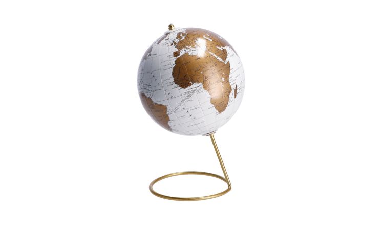 Globe mappamondo decorativo oro H22 cm--Oro-Plastica