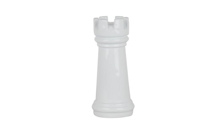 Scacco Torre oggetto decorativo bianco H25 cm