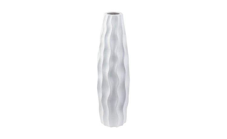 Polka vaso a onde H49 cm in ceramica bianca- -Bianco-Ceramica