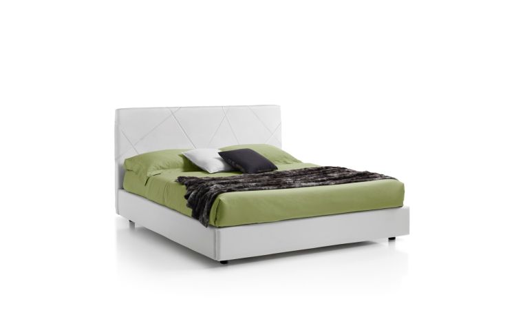 Tom letto matrimoniale contenitore comfort bianco-In similpelle