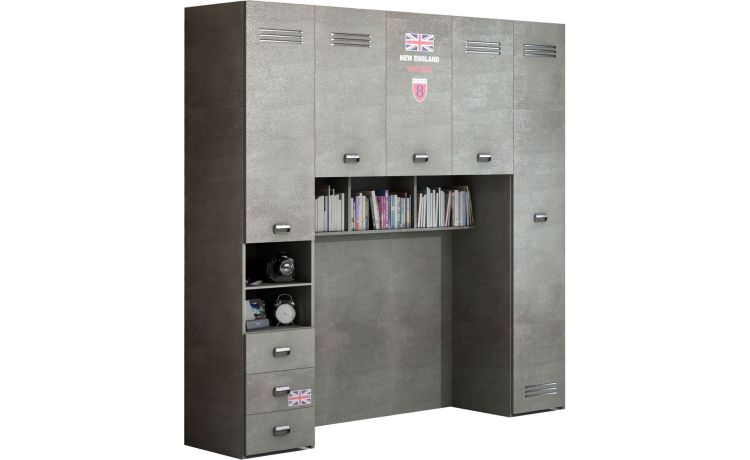 Street ponte 5 ante a destra con libreria grigio scuro-Con 3 cassetti