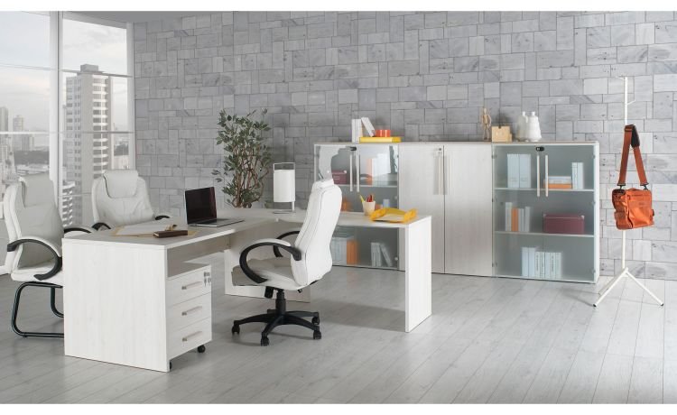 Pixel ufficio 1 scrivania L180 Betulla-Vetro