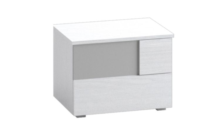 Ilenia comodino 2 cassetti legno bianco e grigio chiaro -In pannello ecologico certificato-Legno bianco-Pannello ecologico-44