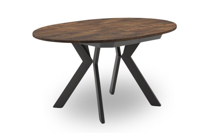 Ibiza tavolo allungabile antracite e rovere tabacco-Piano in melaminico e gambe in metallo verniciato-Legno scuro-Melaminico-76 cmx125 cm