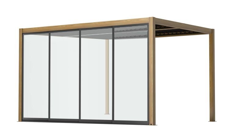 Vetro scorrevole per pergola 4 metri--Trasparente-Vetro-238 cmx370 cm