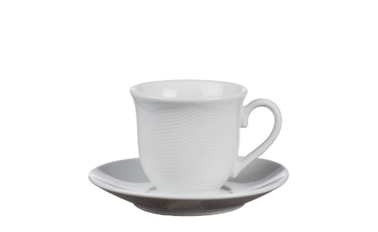 Micol set 6 tazzine caffè in porcellana bianca- -Bianco-Porcellana