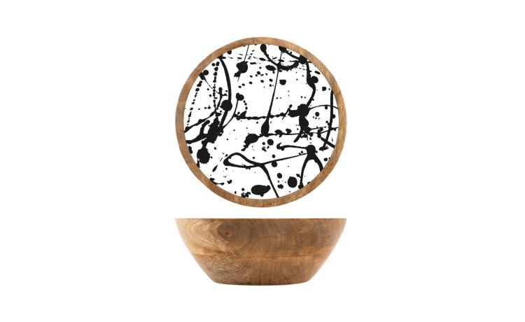 Ink coppa in legno bianco e nero Ø15 cm