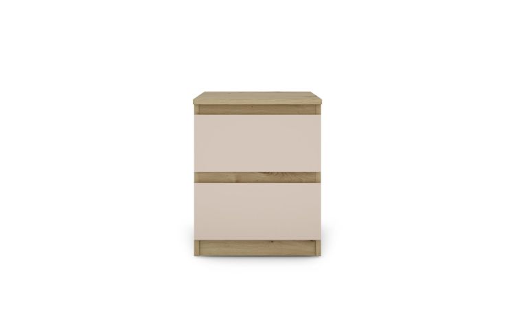 Delia comodino 2 cassetti rovere artisan/cachemire--Beige-Pannello melaminico-50 cmx40 cm