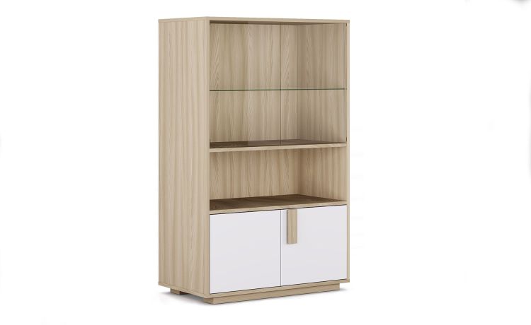 Lisbona mobile 4 ante bianco lucido e olmo- -Legno naturale-Pannello-148 cmx92 cm