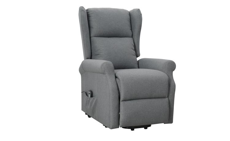 Monia poltrona relax in tessuto color fumo-Seduta relax elettrico con alzapersona-Grigio scuro-Tessuto-109 cmx72 cm