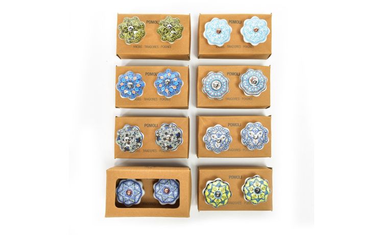 Set 2 pomoli in ceramica dipinta a mano  ø4,5 cm