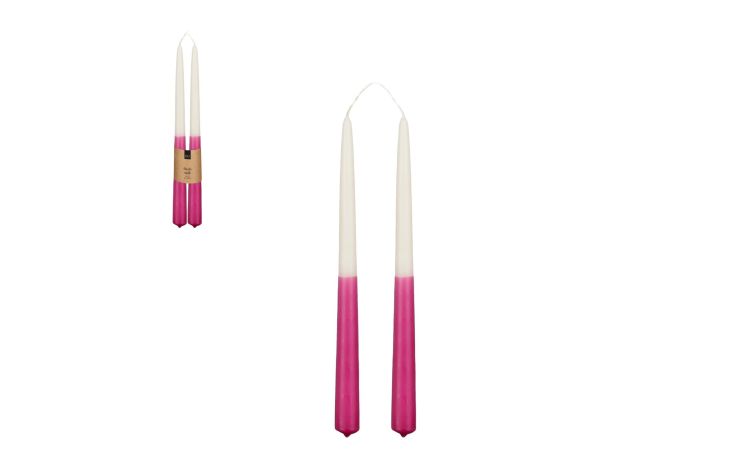 Dinner set 2 candele bianco e fucsia--Bianco