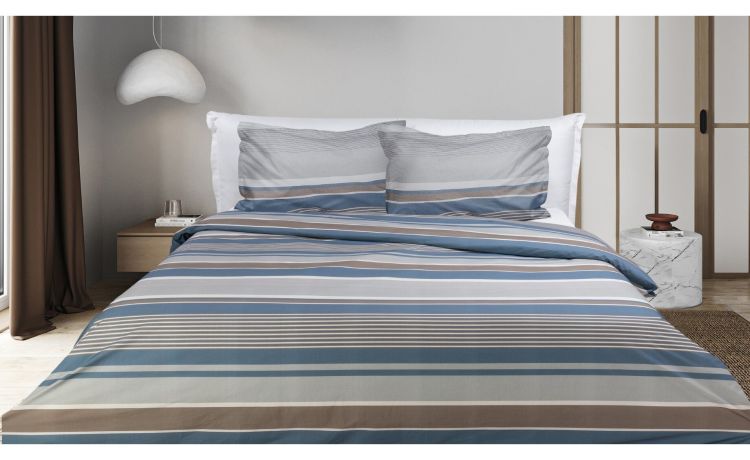 Favignana Copripiumino &#43; Federe Matrimoniale Blu 100% Cotone--Blu-Cotone