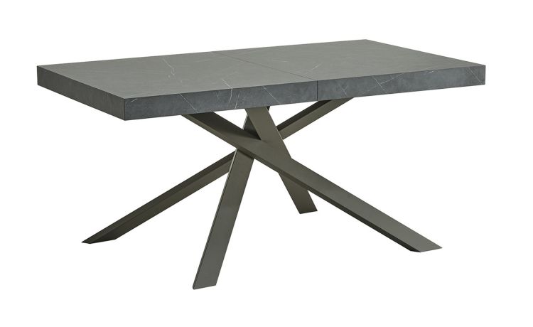 Girona tavolo allungabile colore pietra nera-Piano in melaminico e gambe in metallo verniciato antracite opaco-Nero-Melaminico-76 cmx160 cm