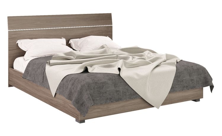 Mia giroletto matrimoniale noce biondo-In pannello nobilitato-Legno scuro-Nobilitato-80 cmx172 cm