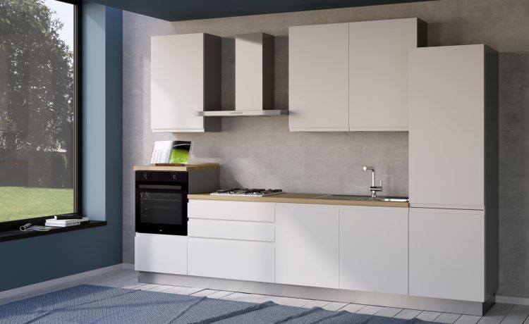 Iris cucina 330 cm colore bianco opaco -3 elettrodomestici--Melaminico