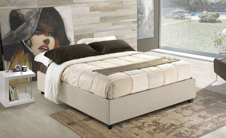 Sommier letto matrimoniale contenitore bianco-In similpelle