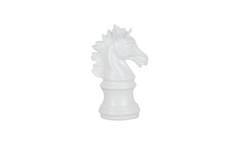 Scacco Cavallo oggetto decorativo bianco H15 cm