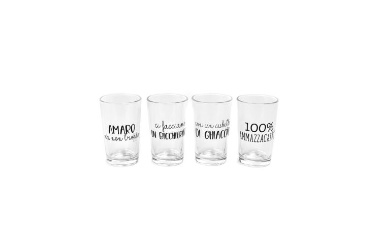 Set 4 bicchierini vetro Ø5xh8 assortiti