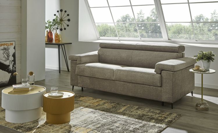 Vieste divano letto 3 posti color sabbia-Materasso h13 cm-Beige--L 140 x P 195 cm