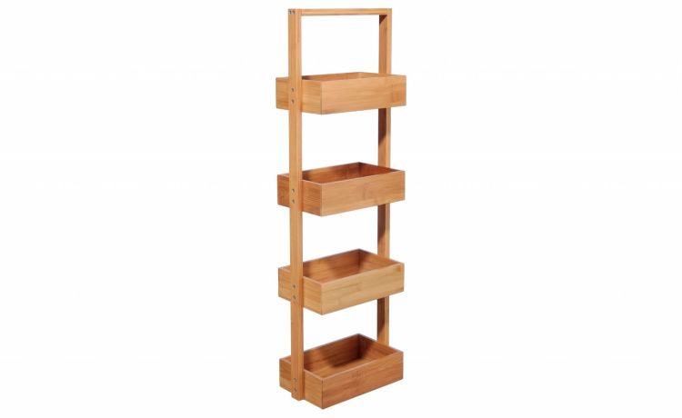 Scaffale 4 ripiani in legno di bamboo H88 cm- -Legno naturale-Bamboo-88 cmx28 cm