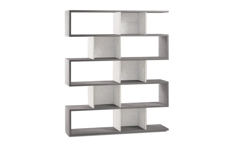 Book libreria a parete cemento/ossido bianco h180 cm--Bianco-Pannello melaminico-180 cmx150 cm