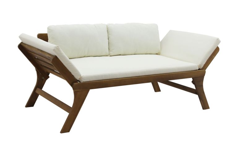 Itaca2 divano 2 posti in legno di acacia con cuscini-Braccioli ribaltabili e trasformabili in lettino
-Legno scuro-Legno-75 cmx152 cm