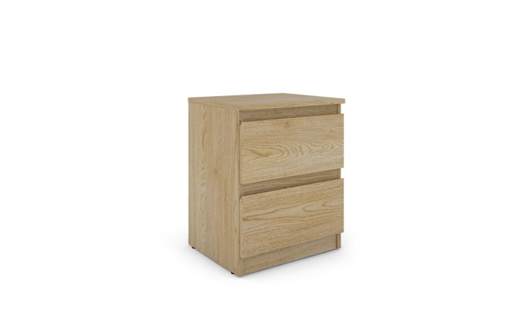 Akitas comodino 2 cassetti rovere chiaro--Legno-Pannello