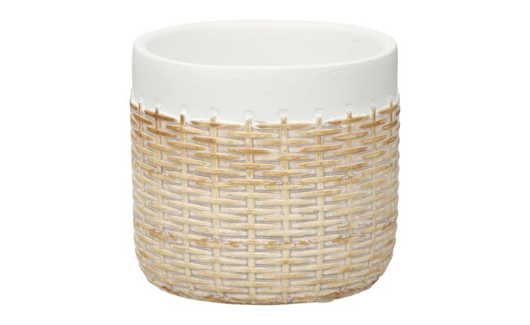 Vaso in cemento effetto rattan bianco Ø12 cm---Cemento
