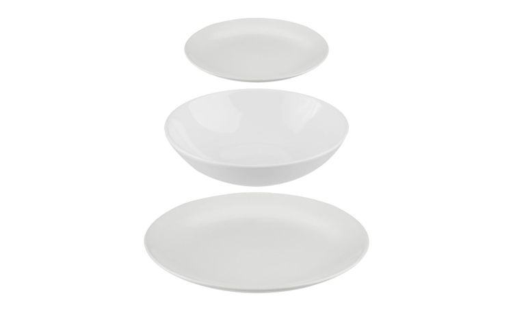 Solid servizio piatti 18 pezzi in gres bianco--Bianco-Gres