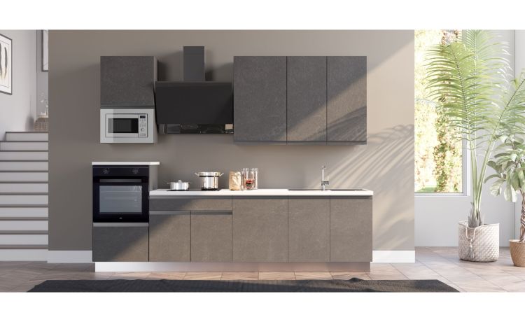 Young cucina a induzione 300 cm vari colori-3 elettrodomestici--Pannello melaminico-240 cmx300 cm