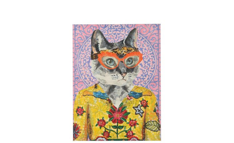 Pop canvas figura gatto 75x100 cm--Multicolore-Canvas-100 cmx75 cm
