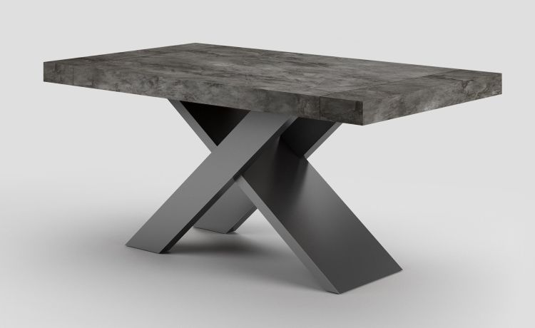 Twin tavolo ossido L140/220 cm-Tavolo allungabile-Grigio-Nobilitato-76 cmx140 cm