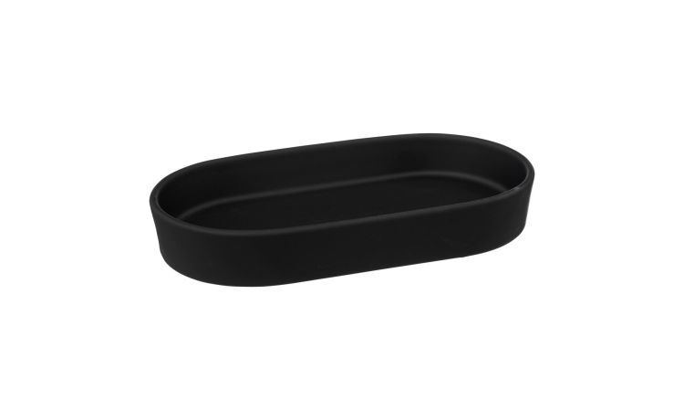 Beton piatto porta sapone in ceramica nero --Nero-Ceramica-3 cmx19