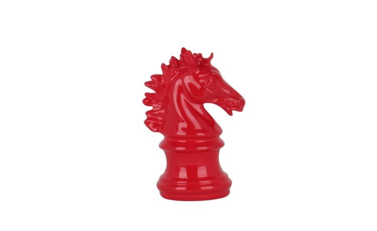Scacco Cavallo oggetto decorativo rosso H15 cm