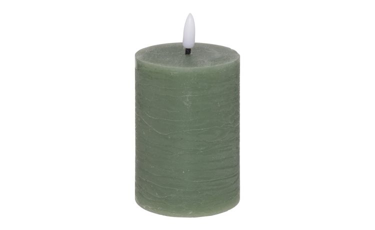 Candela in cera con fiamma led verde h12